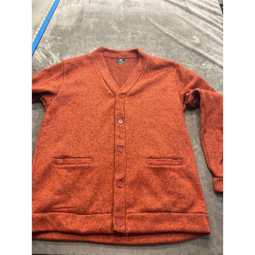 Haband Mens Burnt Orange Marled‎ Knit Button Front Cardigan Sweater Size M